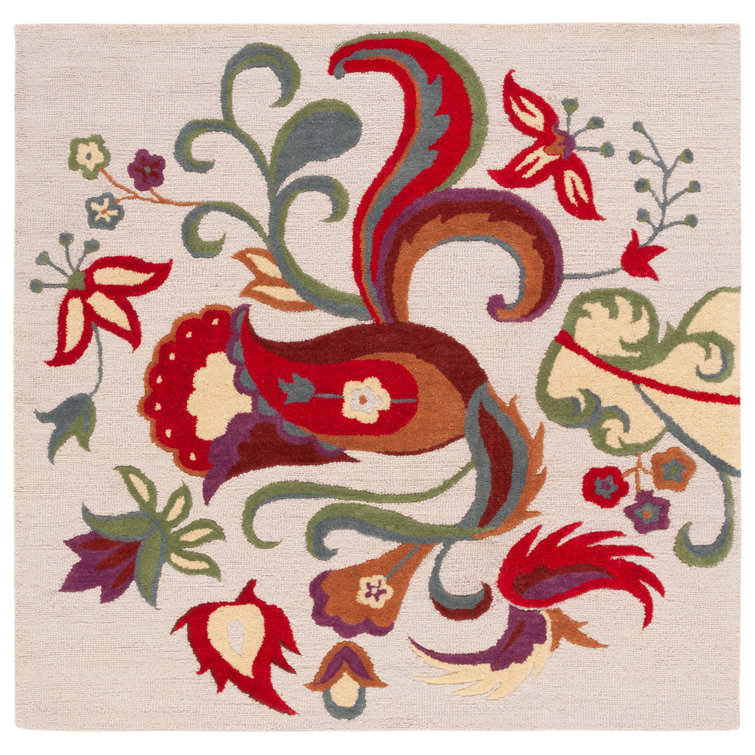 Emrick Hand Hooked Wool Floral Rug