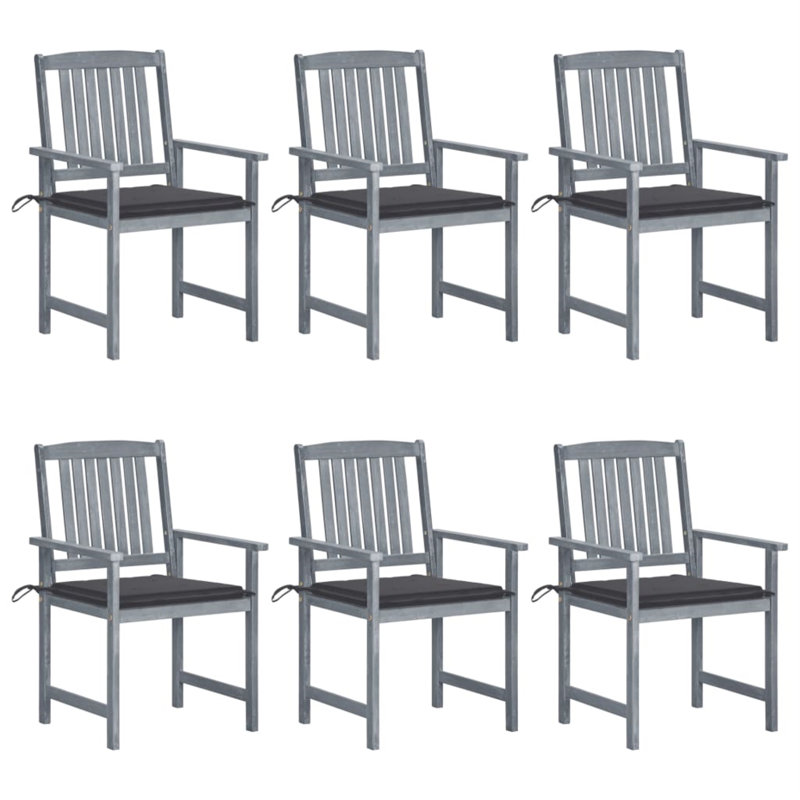Chaise de patio d'extérieur avec coussins en bois d'acacia massif, Anthracite, Gris
