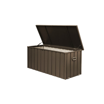 100 Gallon Outdoor Storage Deck Box Waterproof, Large Patio Storage Bin For Outside Cushions, Throw Pillows, Garden Tools, Lockable (Dark Brown)