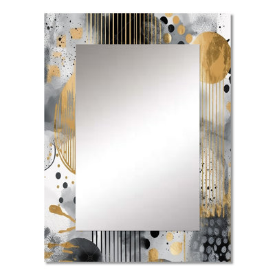 Gold and grey Modern shapes Minimalism III - Shapes Wall Mirror, Modern Decorative Mirror, Printed Metal Art