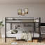 Lit superposé double en métal noir avec escalier, structure moderne de conception durable, lit superposé robuste et peu encombrant, idéal pour les chambres à coucher ou les dortoirs