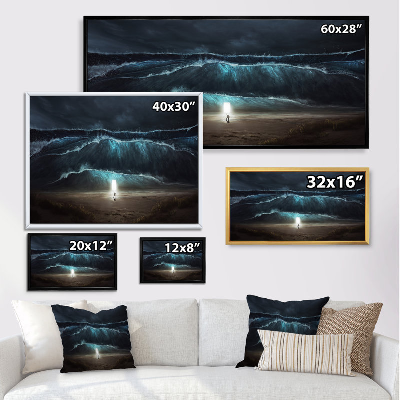 Relegious Path Through the Water - impression sur toile, Cadre noir, H 8 po x l 12 po x P 1 po