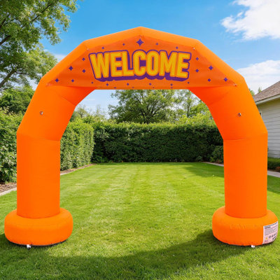 10 ft Inflatable Arch with Built-in Blower & 3 Banners, Half-Circle Archway for Carnivals, Festivals, Grand Opening, Birthday Parties & Events - Orange