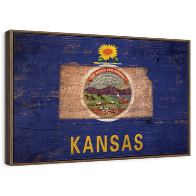 Carte de l'État sur le drapeau du Kansas