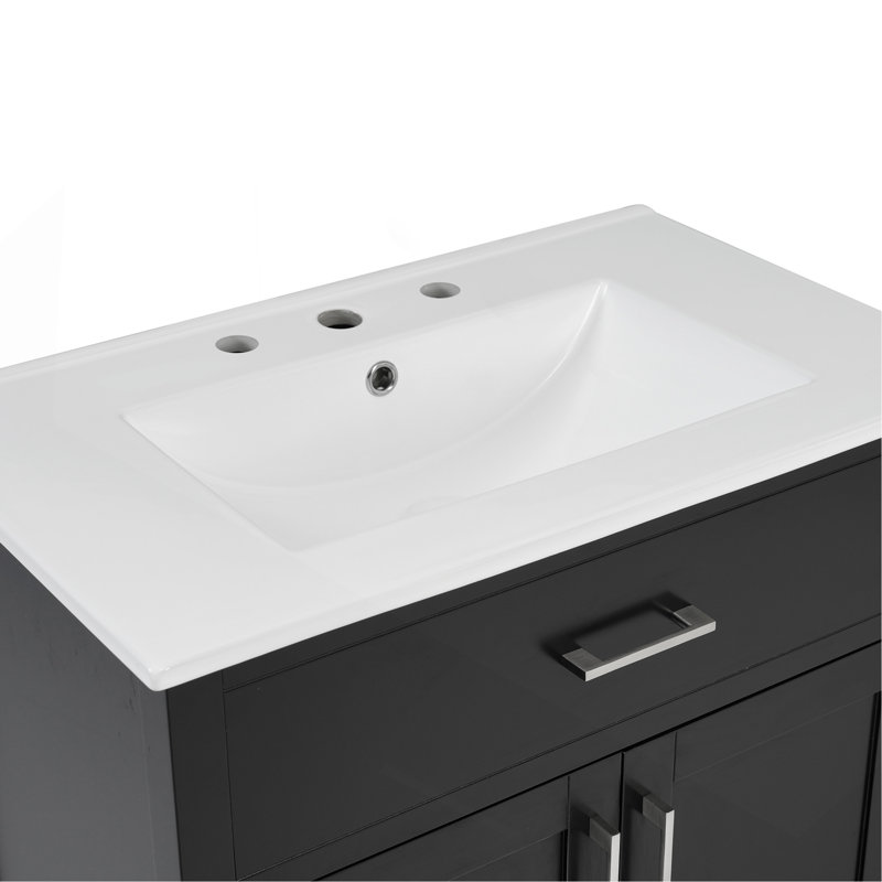 Meuble-lavabo de 30 pouces avec lavabo en céramique et beaucoup de rangement - le choix parfait pour les petites salles de bain