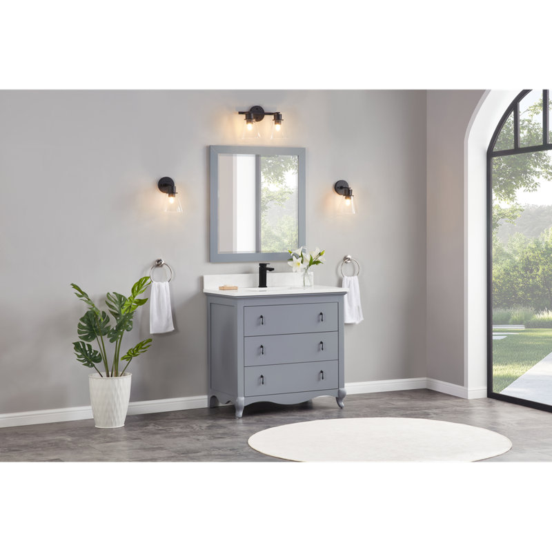 36" Cadet Finish Solid Wood Sink Vanity  With 1' Artificial Stone Top, Cadet