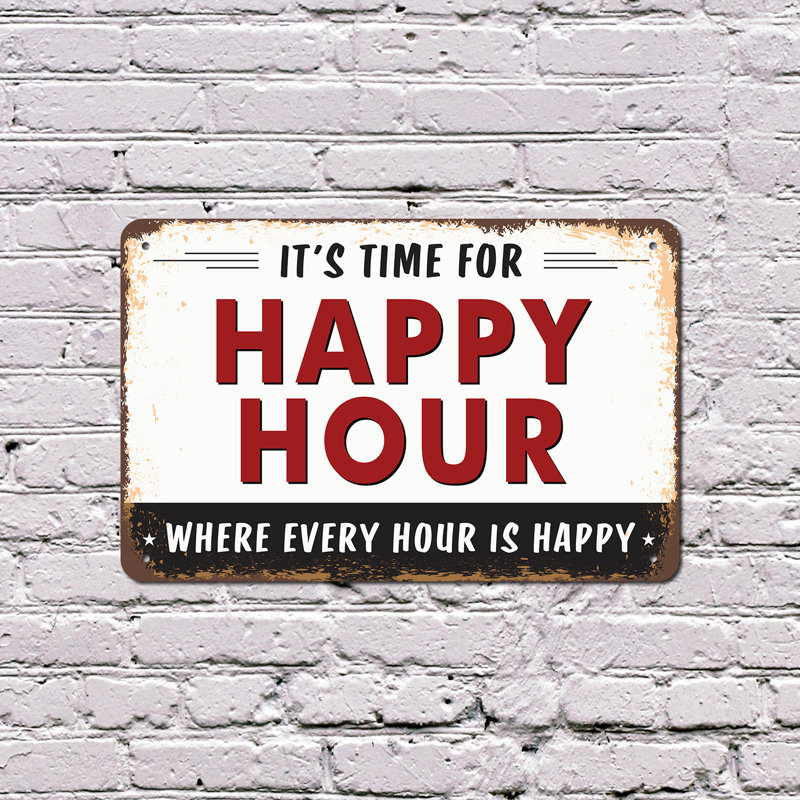 Plaque en plastique Happy Hour Street 10 po x 14 po, H 10 po x l 14 po x P 0,1 po