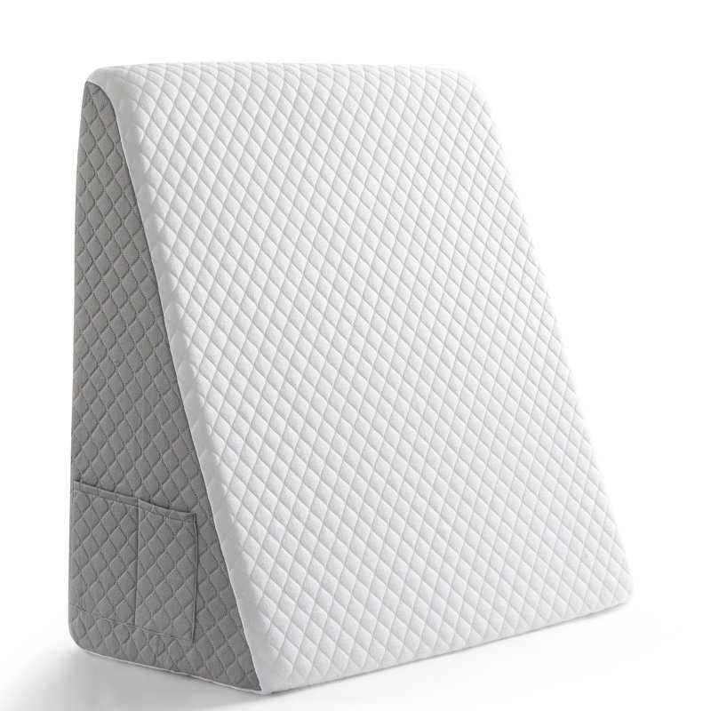 Gray and White Memory Foam Wedge Pillow with Knit Cover