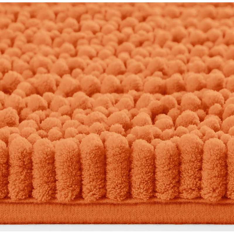 Ensemble de 2 tapis de salle de bain en chenille moelleux et moelleux, Orange