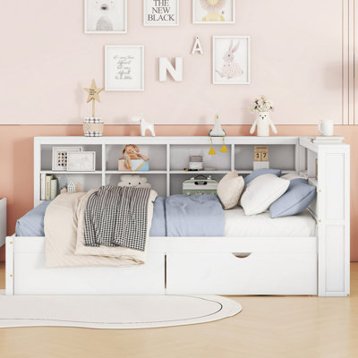 Daybed With 2 Drawers, Daybed With Storage Shelf And USB Charging Ports