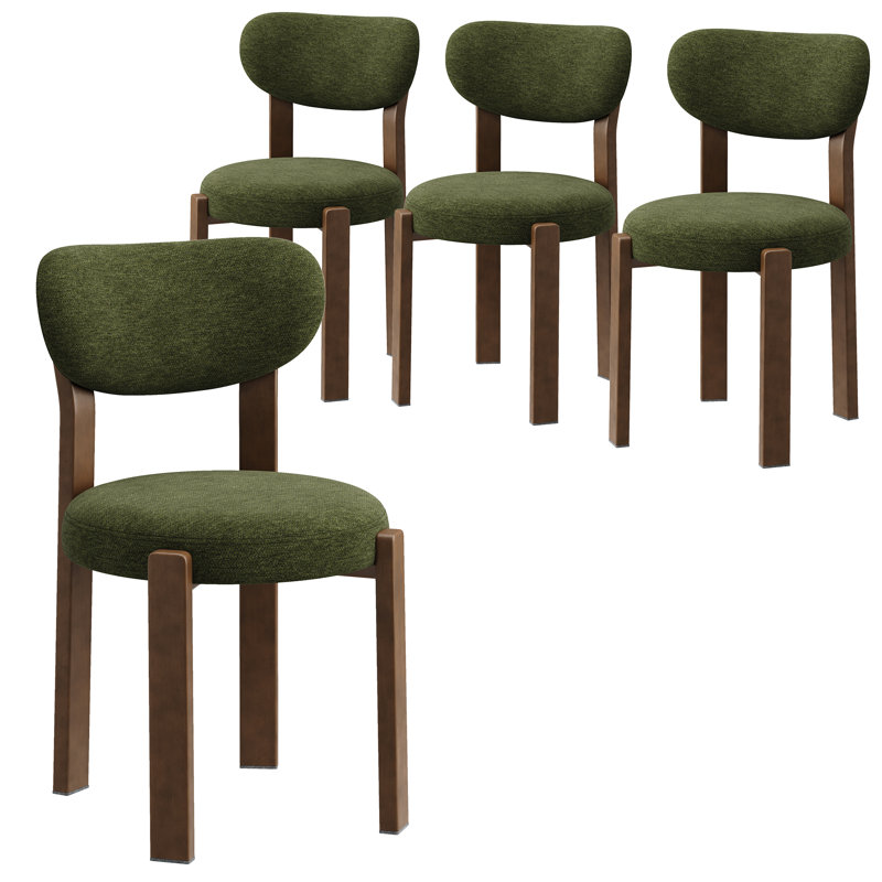Tangela 48 cm H Fabric Side Chair, Green, Walnut