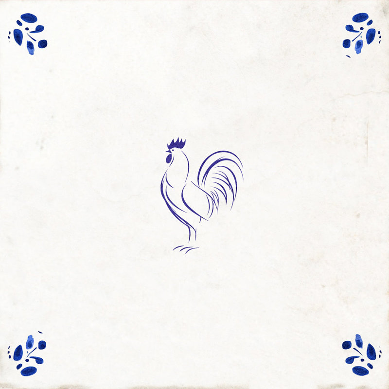 Carreaux de mosaïque en vinyle adhésifs 12 po x 12 po motif coq bleu campagne française, style ferme vintage