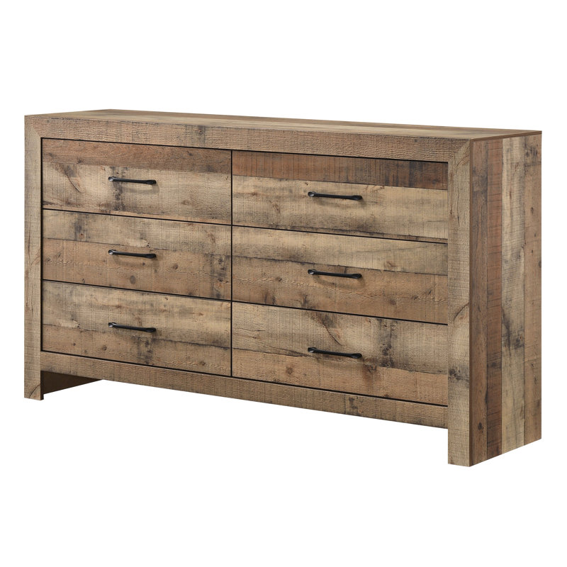 Ensemble de meubles de chambre à coucher en bois avec commode à six tiroirs 1 pièce Rustic