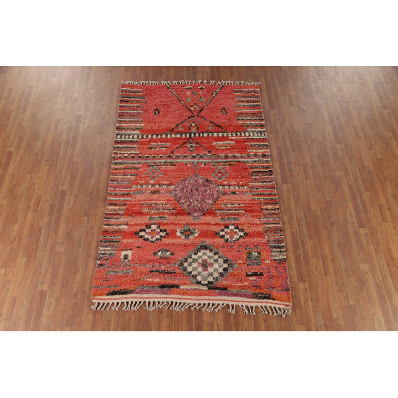 Tapis oriental tribal à motif géométrique marocain 6 x 9