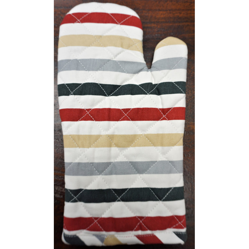 Home & Manor Striped Cotton Oven Mitt