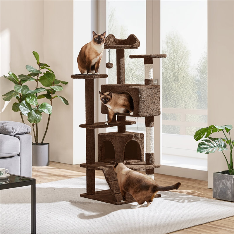 Multilevel Cat Tree Condo with Scratching Posts, Brown