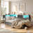Corner Bed Frame  With Led Light And Charging Station, Modern  Bed With Bookcase And 2 Underbed Storage Drawers, Modern Daybed No Box Spring Needed/noise-free-969530213