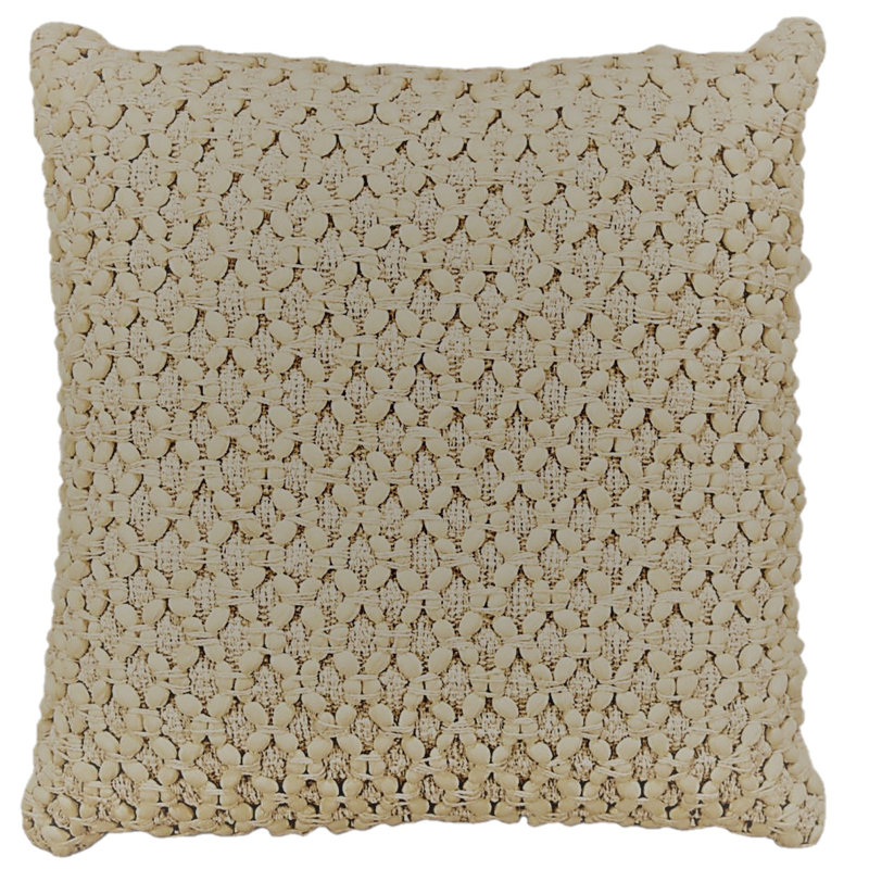 Braided Square Pillow Cover & Insert, Ivory