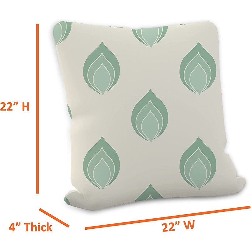 Indoor / Outdoor Ikat Green Square Throw Pillow Cover, 55.9cm x 55.9cm