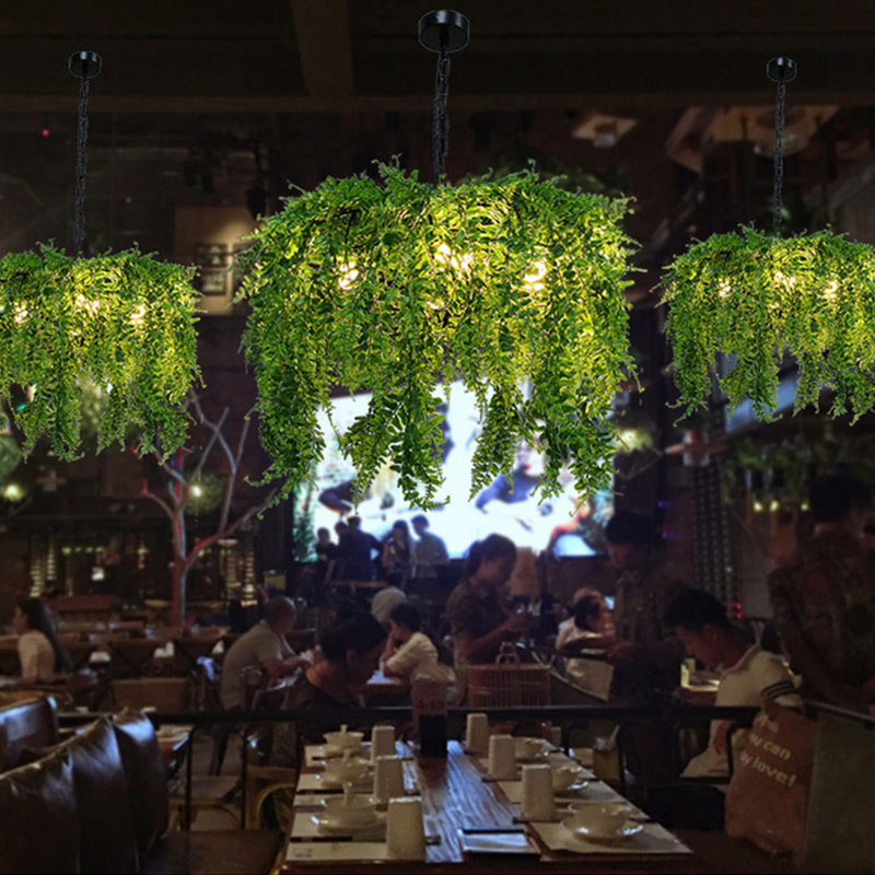 Natural Style Greenery Pendant Light With Chain Cord