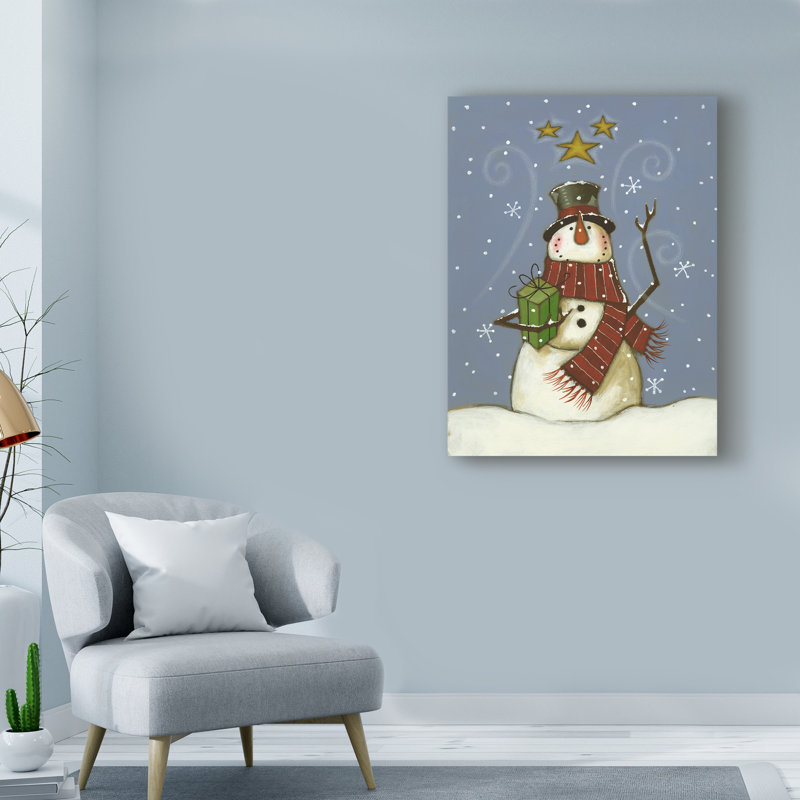 « the bonhomme de neige », reproduction de peinture à l’acrylique sur toile tendue, H 47 po x l 35 po x P 2 po