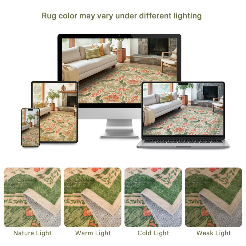 Non-Skid Machine Washable Area Rug, Rectangle 5' x 7'