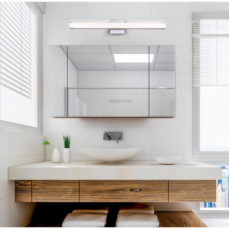 Meuble-lavabo 1 lumière DEL Nosar, Nickel brossé