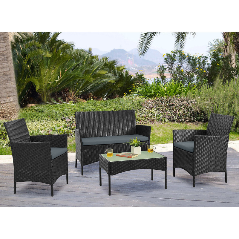 Imperia 4-Piece Conversation Set In Black And Gray, Gray