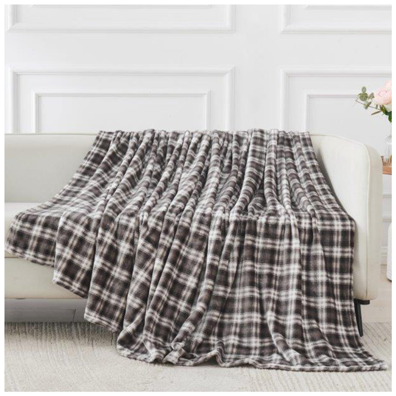 Flannel Standard Throw Blanket, Charcoal, 130cm W x 150cm L