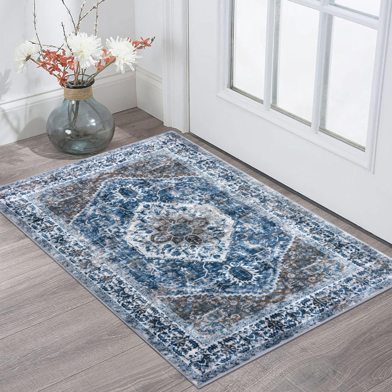 Tapis d'intérieur antidérapant Jodhveer , Rectangulaire 2 pi x 3 pi