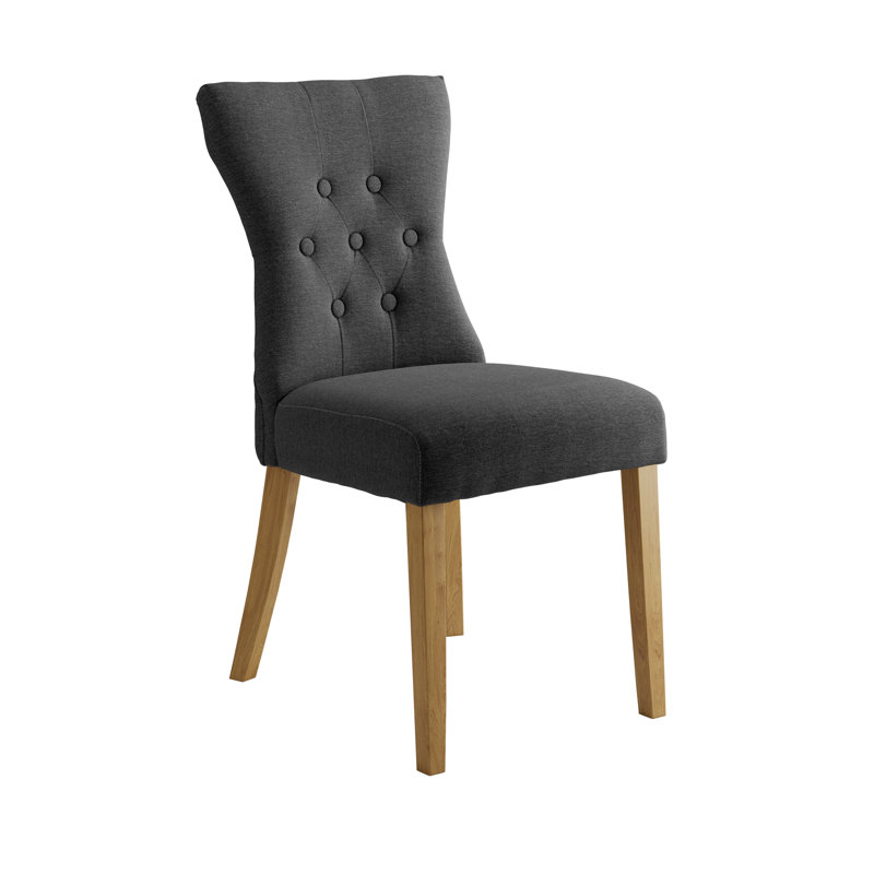 50cm H Tufted Linen Upholstered Side Chair, Grey