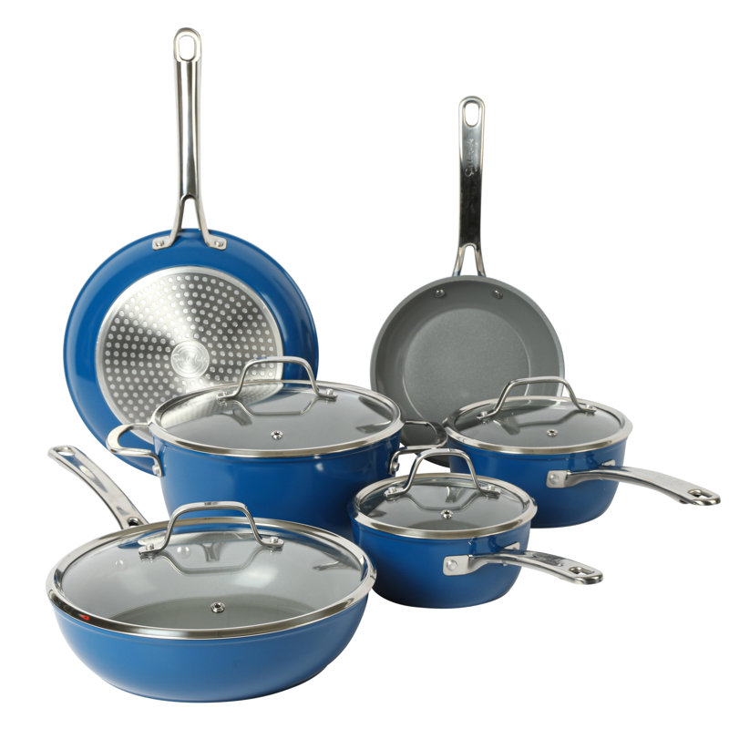 Ensemble de batterie de cuisine 10 pièces, Bleu