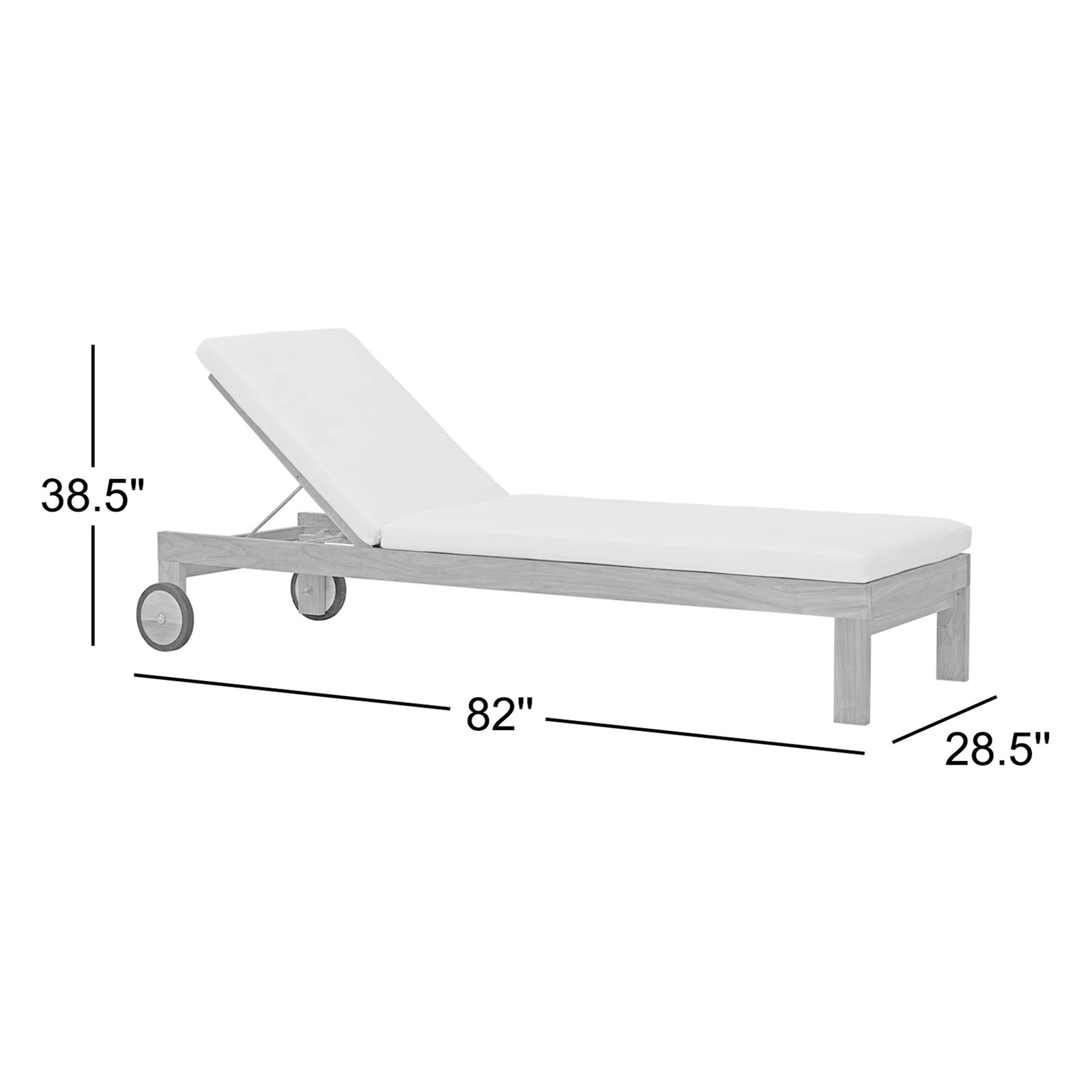 Upland 29" Teak Patio Chaise Lounge