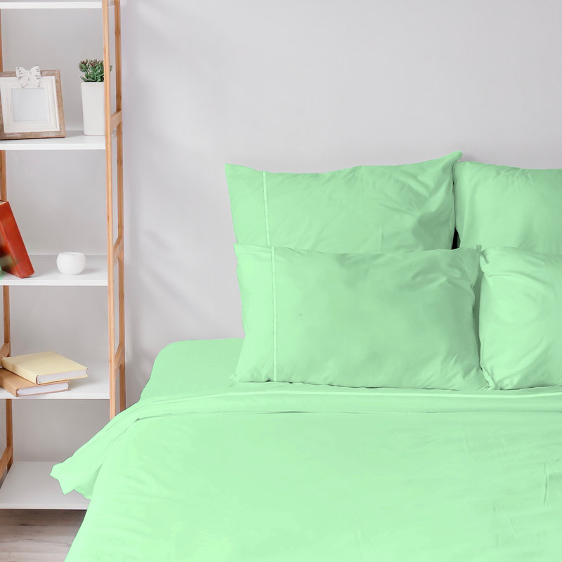 6 Piece Ultra Soft Double Brushed Microfiber Sheet Set, Cooling Sheets with Extra Deep Pockets - Machine Washable, Mint