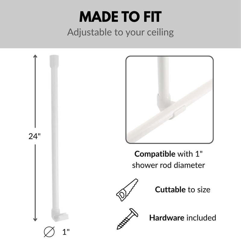 24.3'' Straight Shower Curtain Rod, White