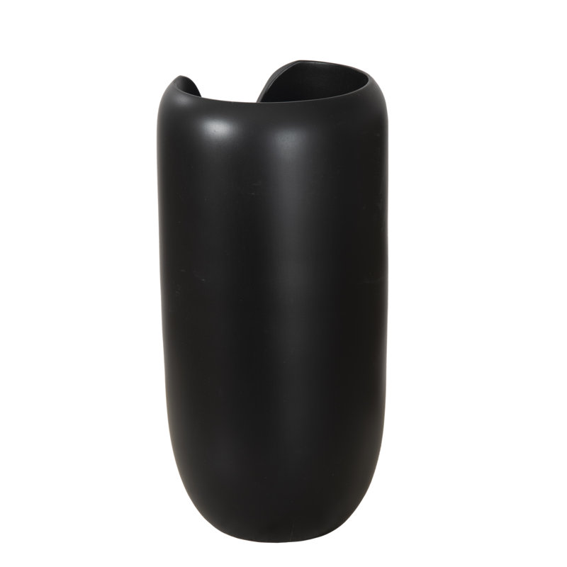 Interval Wood Vase, 12" H x 6" W x 6" D, Black