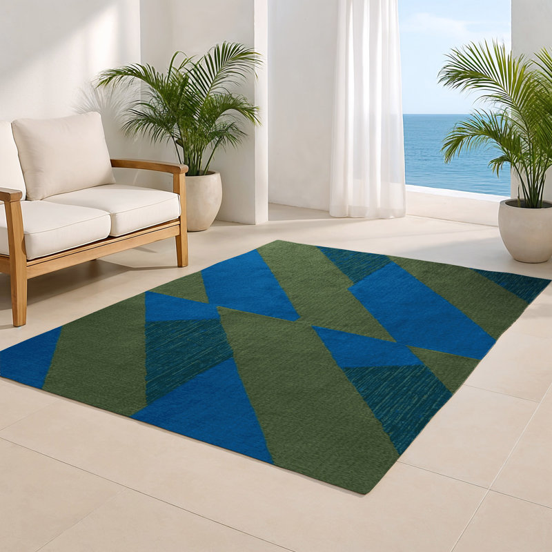 Tapis d'intérieur et d'extérieur à carreaux vert, Rectangulaire 2 pi x 3 pi