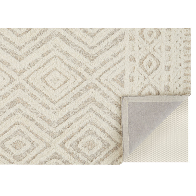 Tapis géométrique en laine / coton touffeté à la main Eulalie, Rectangle 8 pi x 10 pi