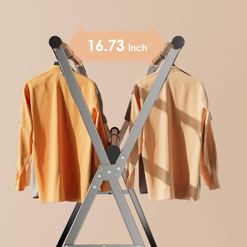 95-Inch Stainless Steel Foldable Clothes Drying Rack with Wheels