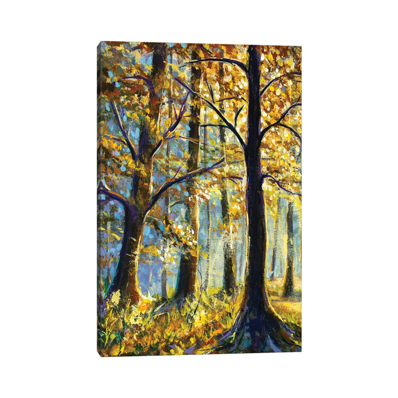 Large Trees In A Sunny Forest by Valery Rybakow - Wrapped Canvas Print, 20.32 cm H x 30.48 cm W