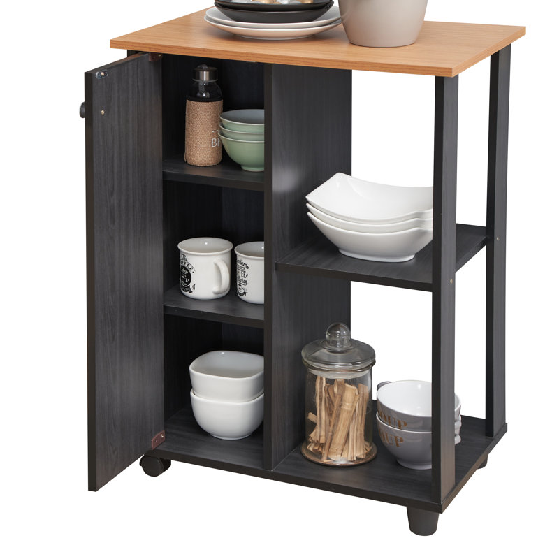 Alberto 31.5 " W Kitchen Cart, Black/Beech