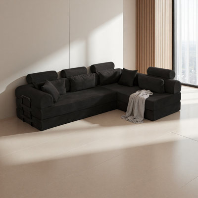 Canapé modulaire en forme de L Mute Tone, canapé modulaire compressé de style minimaliste en velours côtelé