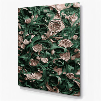 Abstrait floral vert 83, art mural en métal