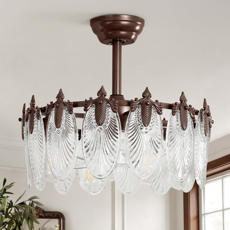 21'' Modern Ceiling Fan with Light, Brown