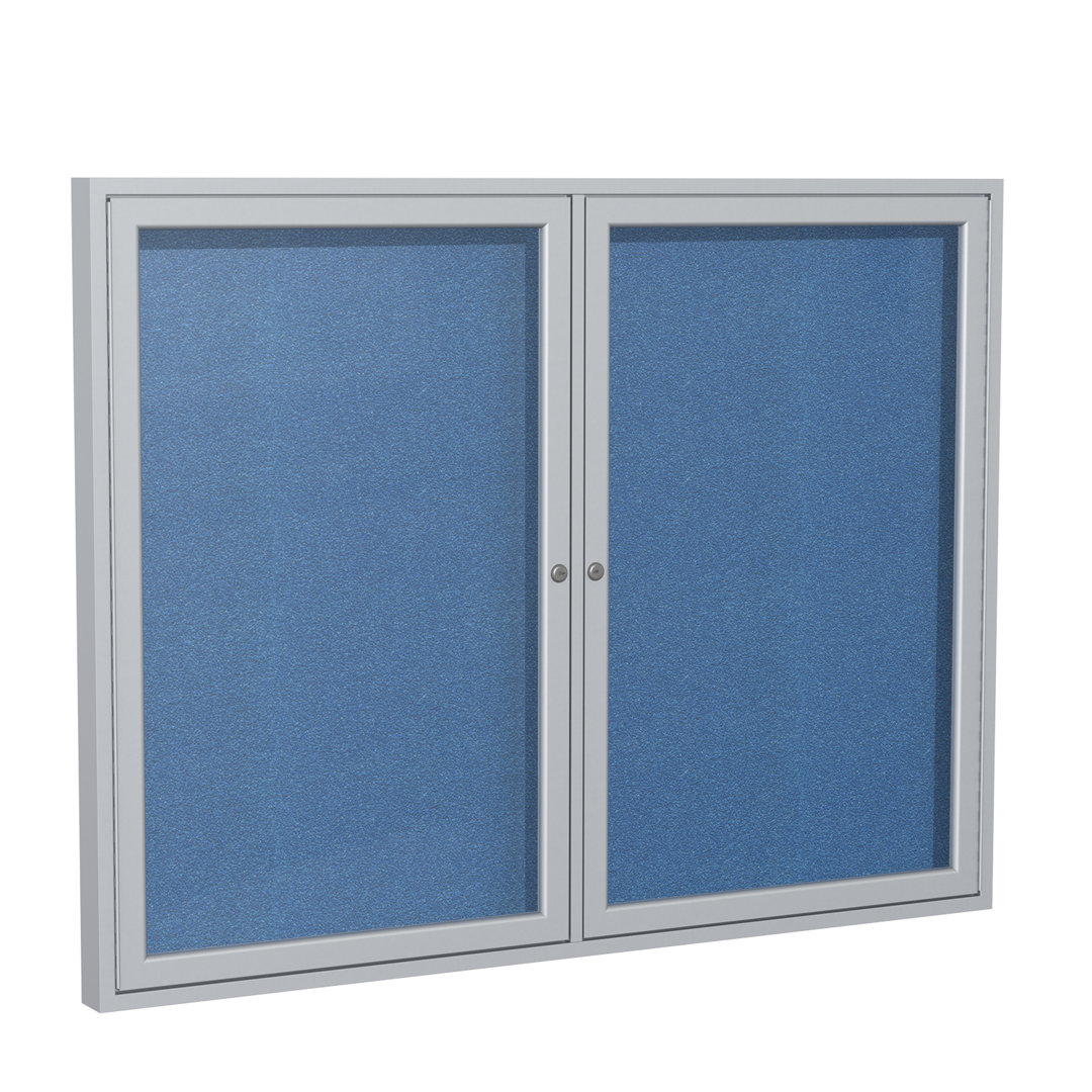 Ghent 2 Door Enclosed Vinyl Bulletin Board with Satin Frame Ghent Surface