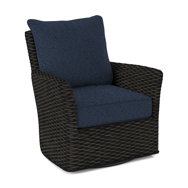 Fauteuil pivotant en polyester de 28 po de largeur Lanai, Bleu marine de base; 0317-61, Noir antique