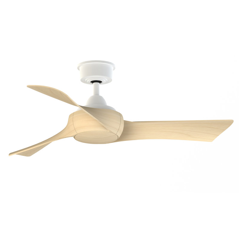Wrap Custom 44 inch Indoor/Outdoor Ceiling Fan - Matte White with Natural blades, Natural, Matte White