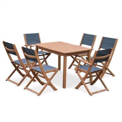 Hatteras 6 - Person Eucalyptus Extendable Rectangular Solid Wood Patio Dining Set