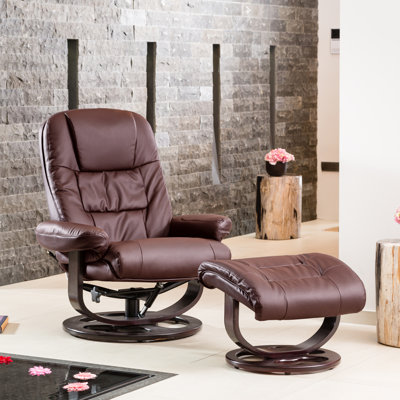 Robeson 88cm Wide Faux Leather Swivel Ergonomic Recliner with Massager