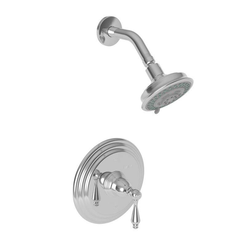 Seaport Balanced Pressure Shower Trim Set with Shower Head, Antique Brass